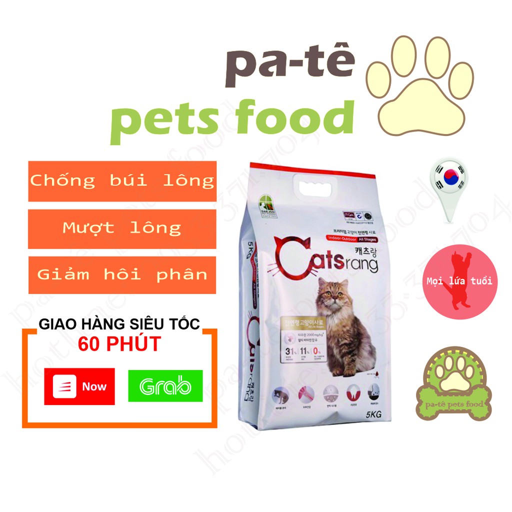 [ Giảm 5k cho đơn từ 50k]  ( Bao bì mới ) Hạt thức ăn cho mèo Catsrang - 5kg - Xuất xứ Hàn Quốc - HÀNG CHÍNH HÃNG