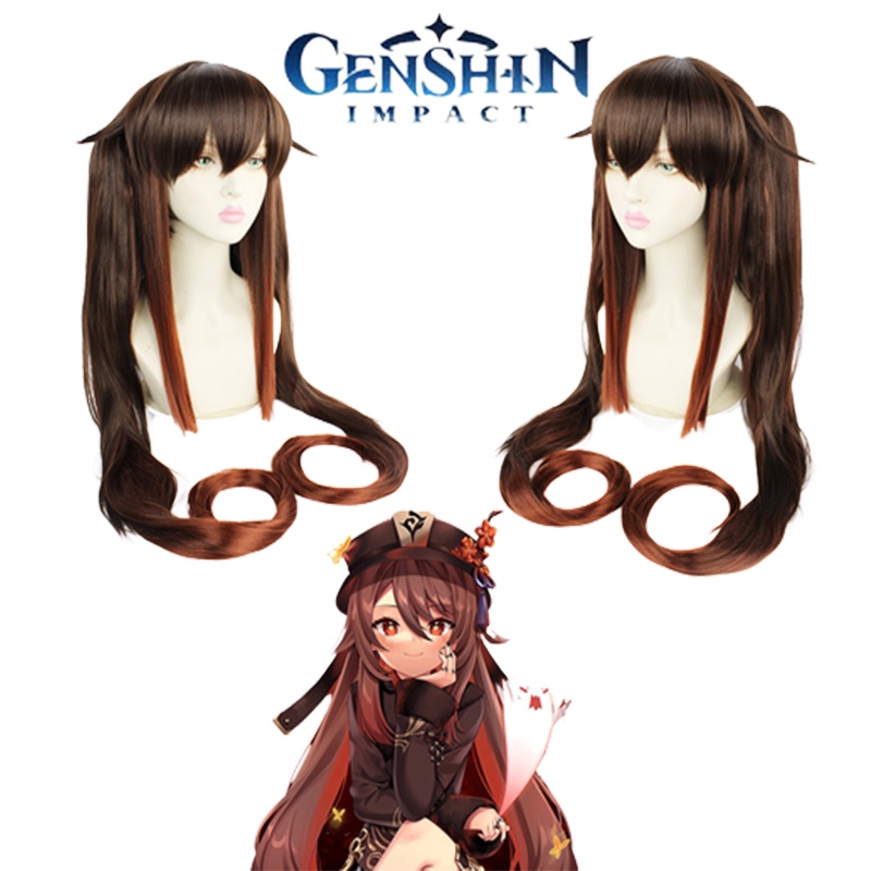 Genshin Impact HuTao Cosplay Wig Ponytail Halloween Carnival Comic Con Props girl gift
