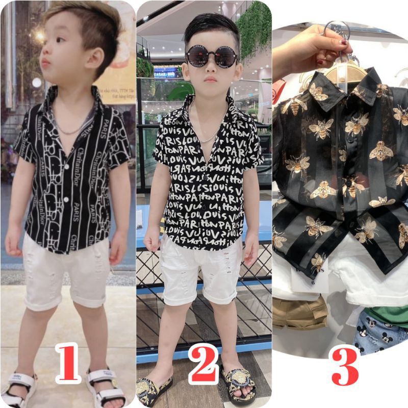 🔥SƠ MI ONG CAO CẤP🔥Áo sơ mi lụa 3D mềm mát cho bé trai