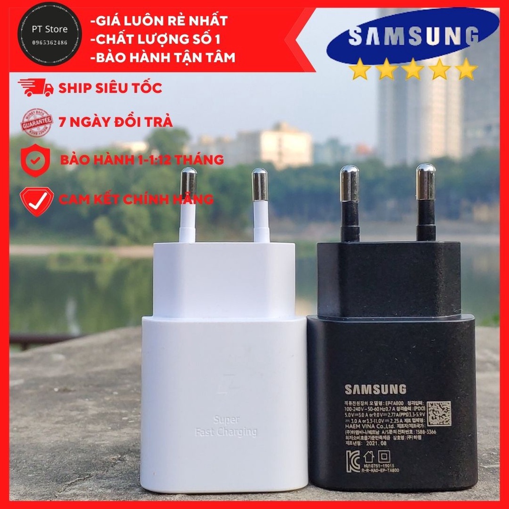 Bộ sạc cáp Samsung 25W chính hãng, chuẩn zin dùng cho Galaxy Note 10, Note 10 plus, Note 20, S20, S21...