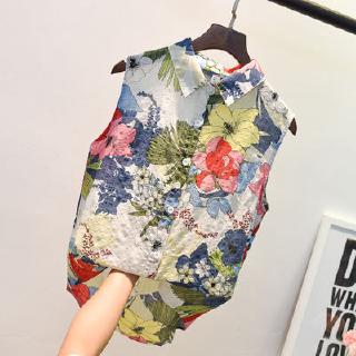 Áo Sơ Mi Cotton Tay Dài Dáng Rộng In Họa Tiết Hoa Phong Cách Hàn Quốc Thời Trang Hè Thu 2023 Dành Cho Bạn Nữ