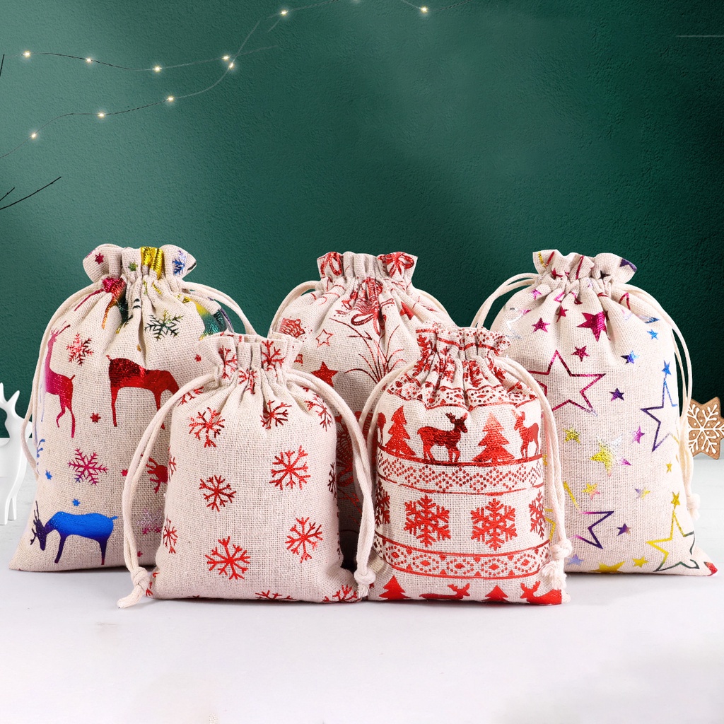 Túi Đựng Quà Giáng Sinh &amp; Đám Cưới Bằng Vải Bố Nhiều Màu