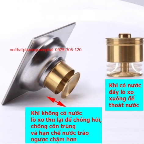 [CHỐNG CÔN TRÙNG] Hố Ga Phễu Thoát Sàn chống mùi hôi inox 304 HỐ GA LÒ XO dày nguyên khối HẠN CHẾ TRÀO NGƯỢC NƯỚC