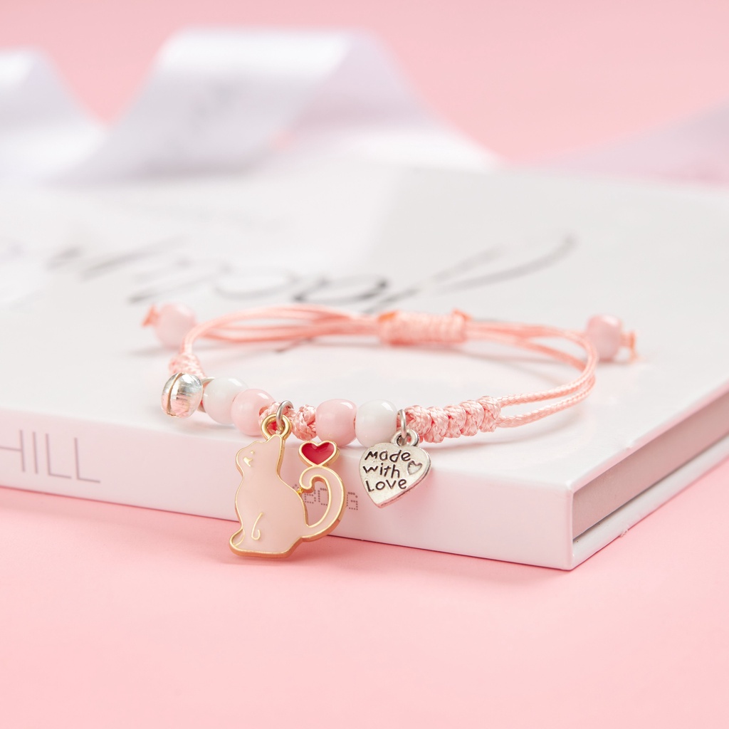 Vòng tay charm mèo bông dễ thương dây dù cao cấp không thấm nước