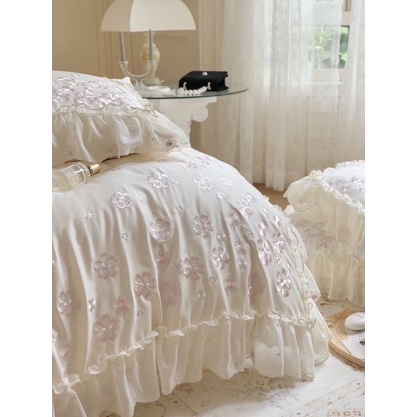 Chăn ga gối Tencel viền ren Dior