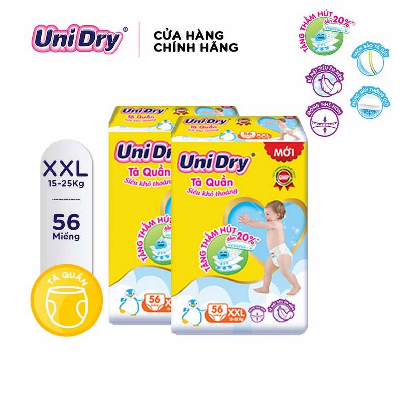 Combo 2 tã quần Unidry gói Super Jumbo M74/L68/XL62/XXL56