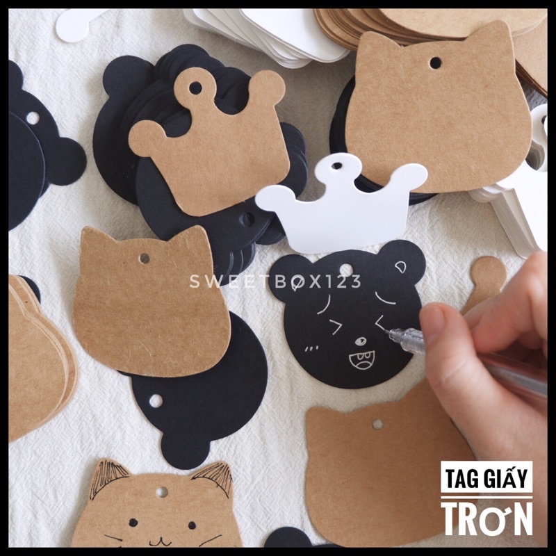 Tag Giấy Trơn Kraft - Thẻ Treo Trơn Dùng Để Ghi Lời Nhắn Cám Ơn Thank You Khách Hàng Tên Shop Trang Trí Gói Hàng