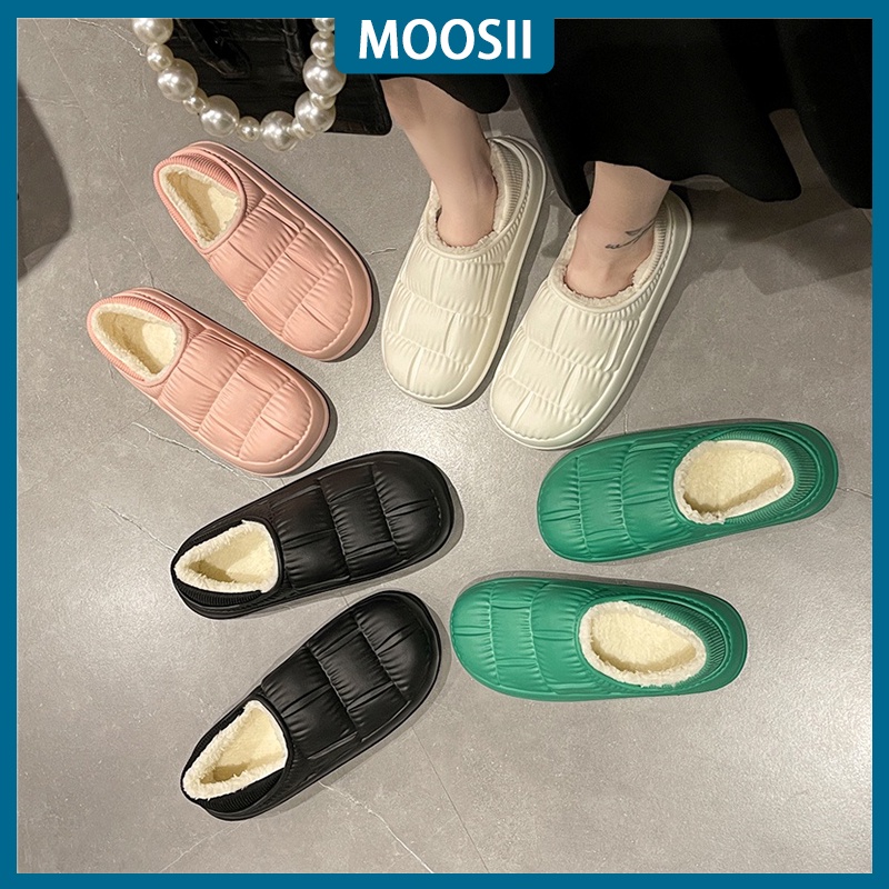 MOOSII Giày nữ dép bánh mì Giày dép Giày nam Dép Bông Nữ Giữ Ấm Chống Trượt Chống Nước Ngoài trời Trong nhà Dép 5 Màu Size: 36-45Trong nhà