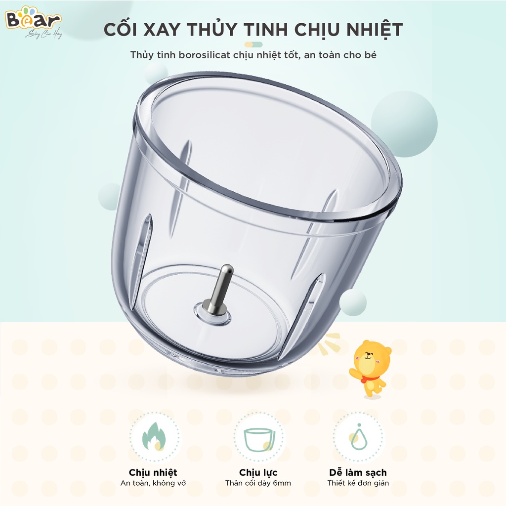 Máy xay ăn dặm 0,6L Bear B06V1 - Xay đa năng, tiện dụng cho bé - Bảo hành chính hãng 18 tháng