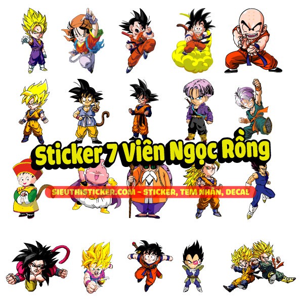 STICKER BẢY VIÊN NGỌC RỒNG DRAGON BALL - DÁN TRANG TRÍ XE ĐẠP, VALI, TỦ, NÓN BẢO HIỂM, XE MÁY, LAPTOP