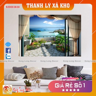 Tranh dán tường 3d Cửa Sổ - 920003830 Tranh 3D Không Gian Sống - Song Long Decor