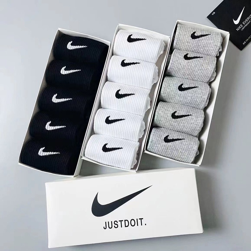 #5 Đôi Trong Hộp# Vớ Thể Thao Nike Chất Liệu Cotton Cho Nam Nữ