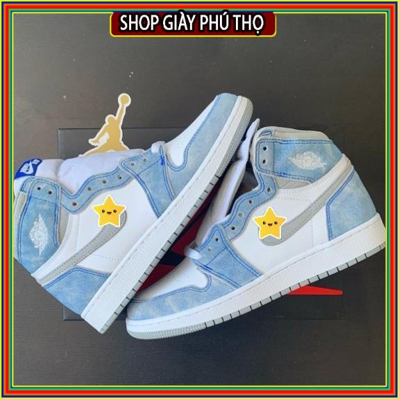 Giày air jordan hyper royal xanh nỉ, Giày Jodan 1 xanh nỉ cổ cao siêu hot 2021 Full Box Bill