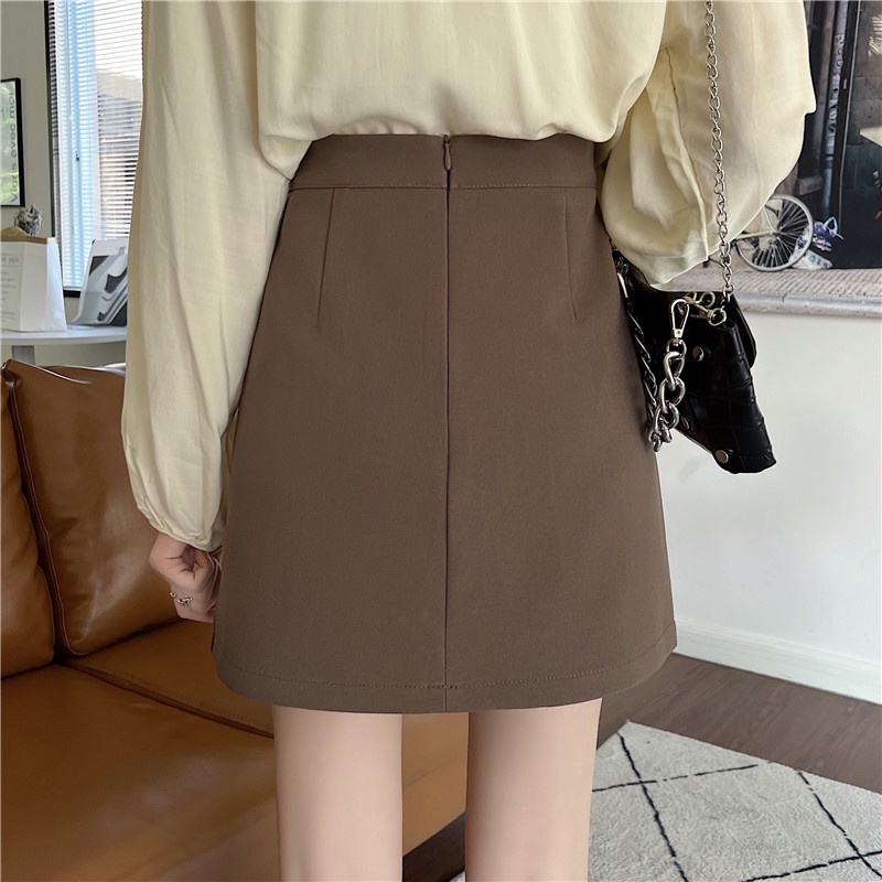 Chân Váy chữ A Ngắn Nâu Phong Cách Hàn Quốc Cá Tính CV05