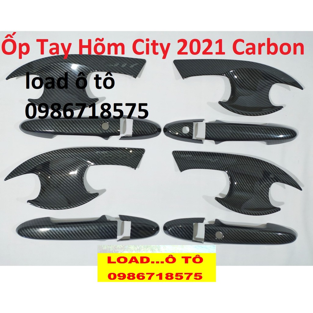 Ốp Tay Nắm Và Hõm Cửa Honda City 2022-2018 Vân carbon Cao Cấp