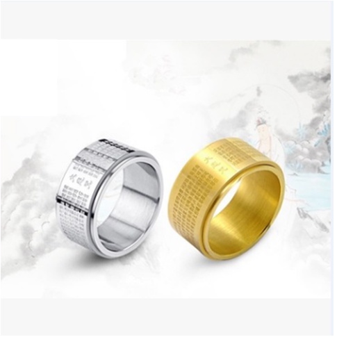 Nhẫn nam nữ bát nhã tâm kinh xoay 360 độ không đen