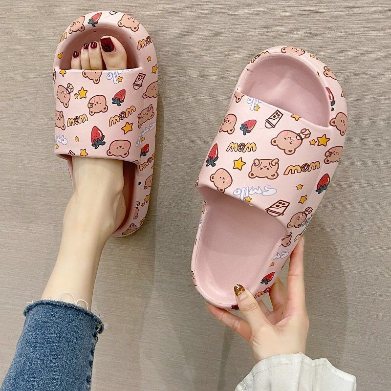 Dép bánh mỳ nữ, dép quai ngang HOẠT HÌNH GẤU siêu đáng yêu