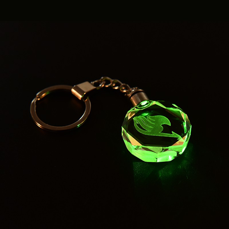 {factoryoutlet} New For Fairy Tail Anime Crystal LED Light Charm Key Chain Key Ring Cosplay 1PC adover