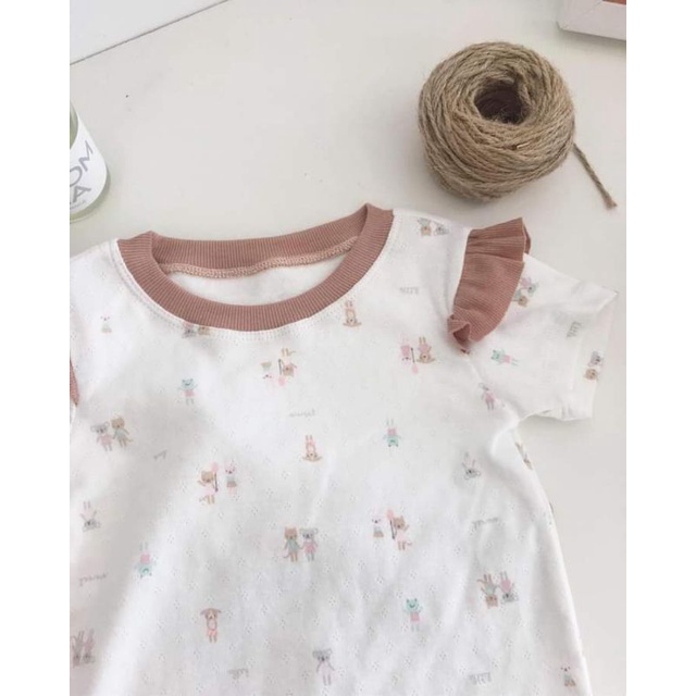 Set cotton thỏ hồng cho bé gái | Dotori
