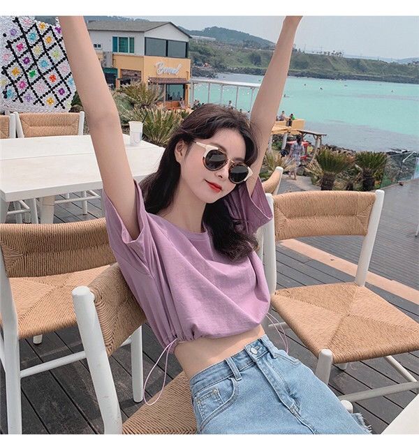 Áo thun croptop BH dáng rộng phong cách Hàn Quốc xinh xắn thời trang cho nữ