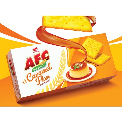 Hộp Bánh Dinh Dưỡng AFC Vị Caramel Flan mỏng giòn tan 125g vị thơm ngon và dưỡng chất tốt cho sức khỏe