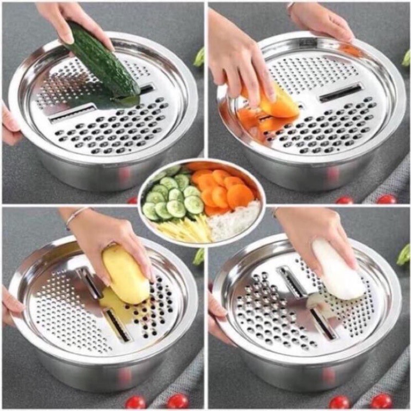 Rổ nạo inox 3 in 1 đa năng , tiện lợi