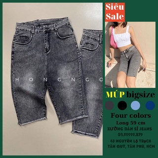 [Size 32-36] Quần Ngố Jeans Nữ Bigsize, Lưng Cao Trên Rốn, Co Giãn Mạnh