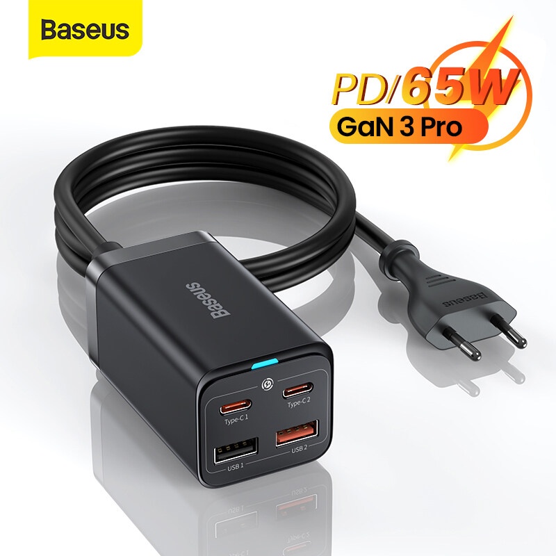 [Mã ELBMO2 giảm 12% đơn 500K] Củ Sạc Nhanh Baseus 65W GaN3 Pro 4 Trong 1 USB Type C 4.0 Cho iPhone 13 Pro Max