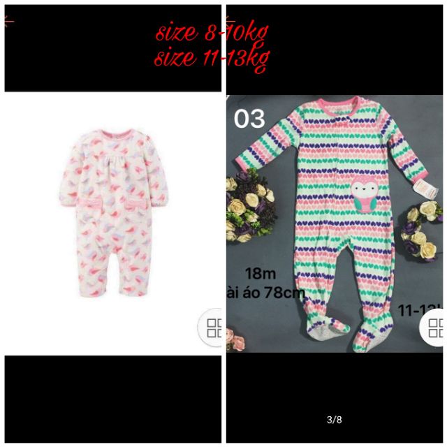 body bé gái nỉ bông xuất xịn(size 12m, 18m)