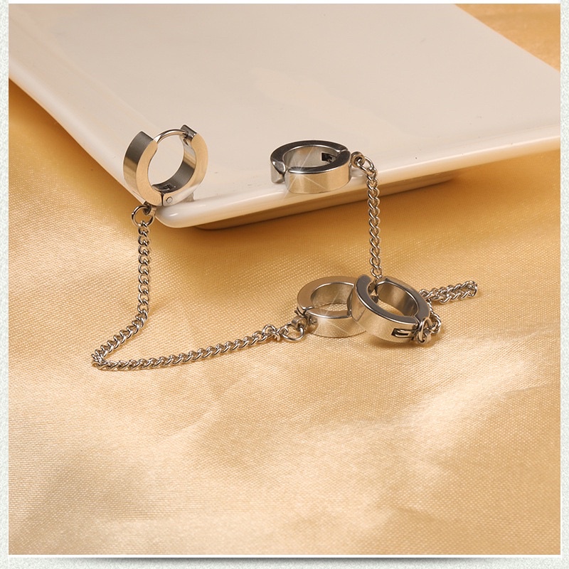 Khuyên tai kẹp vành dây xích cho nam và nữ (KT7)