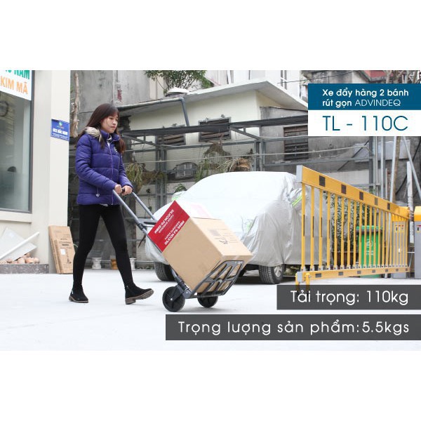 [BH 12 THÁNG] Xe đẩy hàng gấp gọn 2 bánh ADVINDEQ TL-110C, xe kéo hàng gấp gọn nhẹ mini siêu thị đa năng gia đình giá rẻ