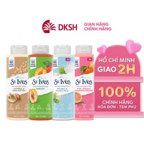 Sữa tắm tẩy tế bào chết St.Ives 473ml hương cam chanh, yến mạch, muối biển, mơ-mỹ