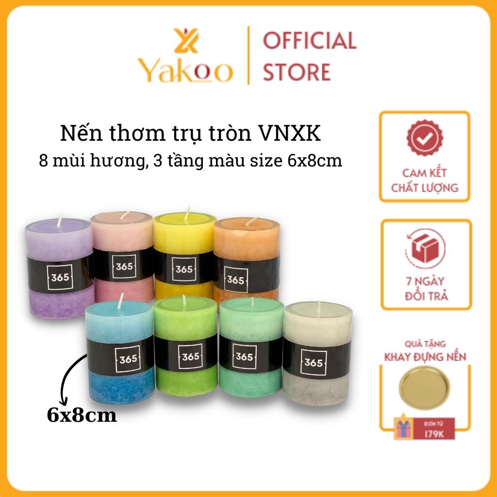 Nến thơm phòng Yakoo Candle tinh dầu thư giãn Nến trụ tròn size 6x8cm, không khói, an toàn khử mùi decor trang trí phòng