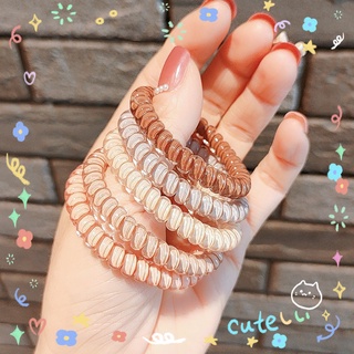 ※noon※dây cột tóc trong suốt màu cà phê phong cách hàn quốc