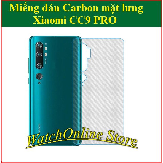 Miếng dán carbon mặt lưng CC9 Pro