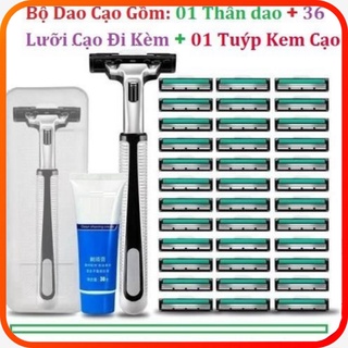 Bộ dao cạo râu 36 lưỡi kép - 1 bộ gồm có bàn cạo + 36 lưỡi kép + 1 kem cạo râu đi kèm siêu tiện lợi