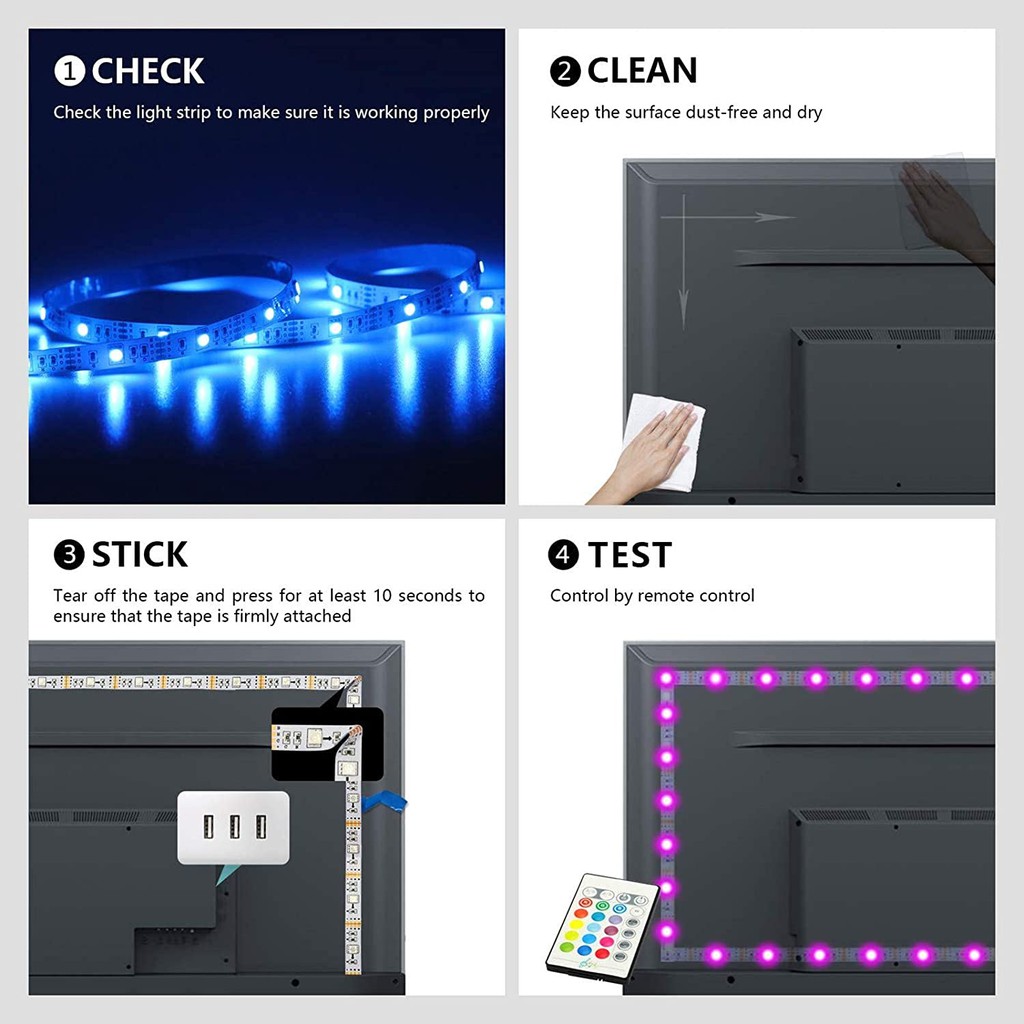 Đèn LED OSIDEN SMD 5050 RGB USB với 24 nút bấm + kết nối ứng dụng bluetooth + 3 nút điều khiển trang trí nhà cửa