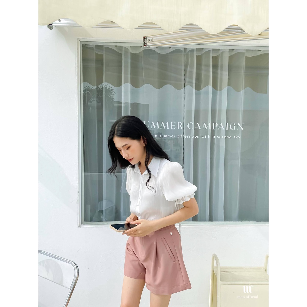 Áo sơ mi công sở nữ Méo shop tay lỡ cổ đức Eleni