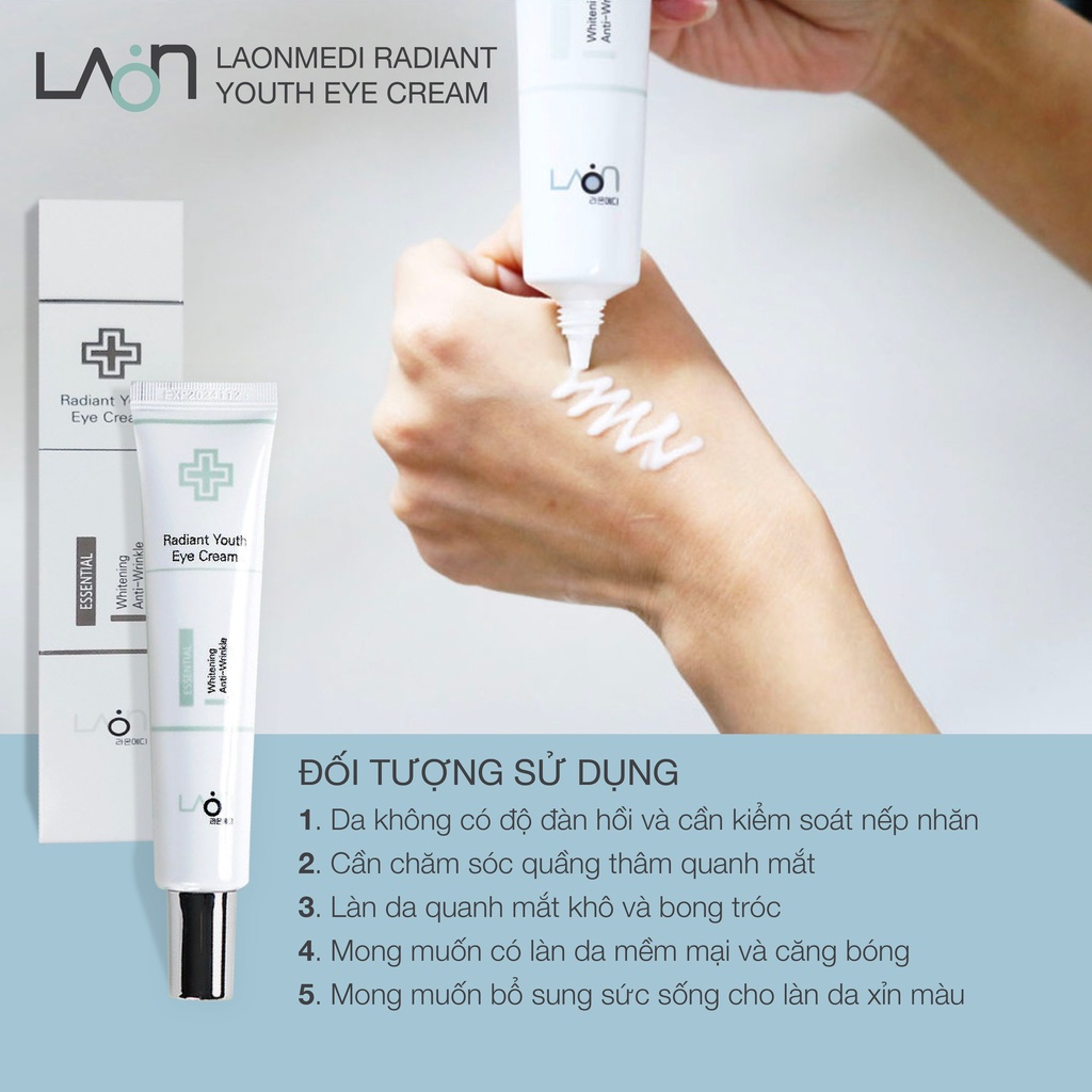 Kem Dưỡng Mắt Chống Lão Hóa, Xóa Quầng Thâm Vùng Da Mắt - LAONMEDI RADIANT YOUTH EYE CREAM 40ml Hàn Quốc