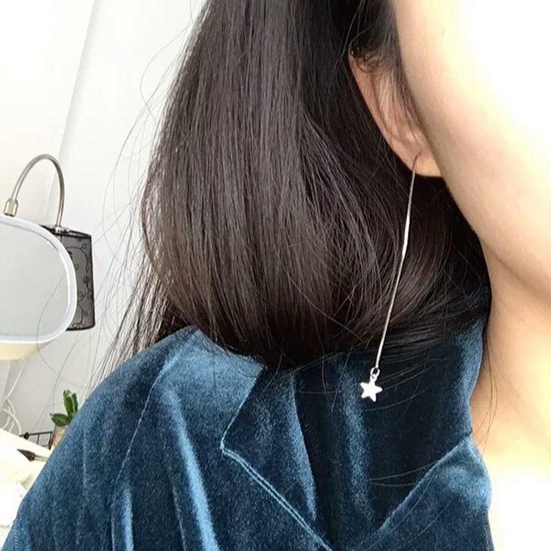 We Flower Bông tai dáng dài mạ bạc 925 hình mặt trăng ngôi sao xinh xắn dành cho nữ