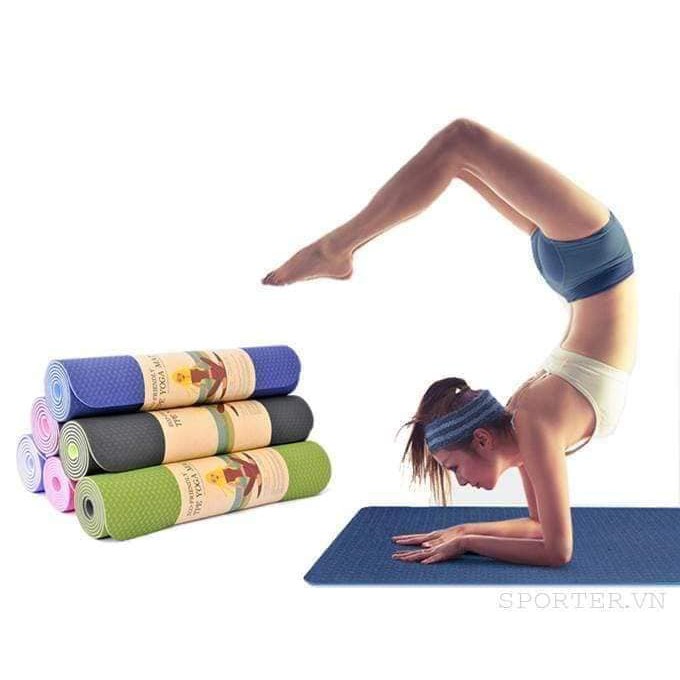 HÀNG CAO CẤP -  Thảm tập yoga - gym - finess Đài Loan 2 lớp dày 6mm  - Chất liệu TPE tự nhiên - Chống trơn trượt.  - Hàn