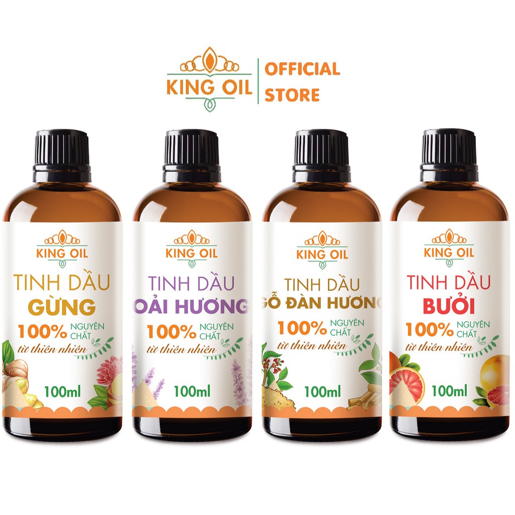 Tinh dầu nguyên chất 100ml Sả Chanh/ Bạc Hà/ Quế/ Oải hương/ Bưởi/ Cam/ hoa Lài/ Quýt/ Trầm/ tràm huế/ Gừng/ hoa Hồng