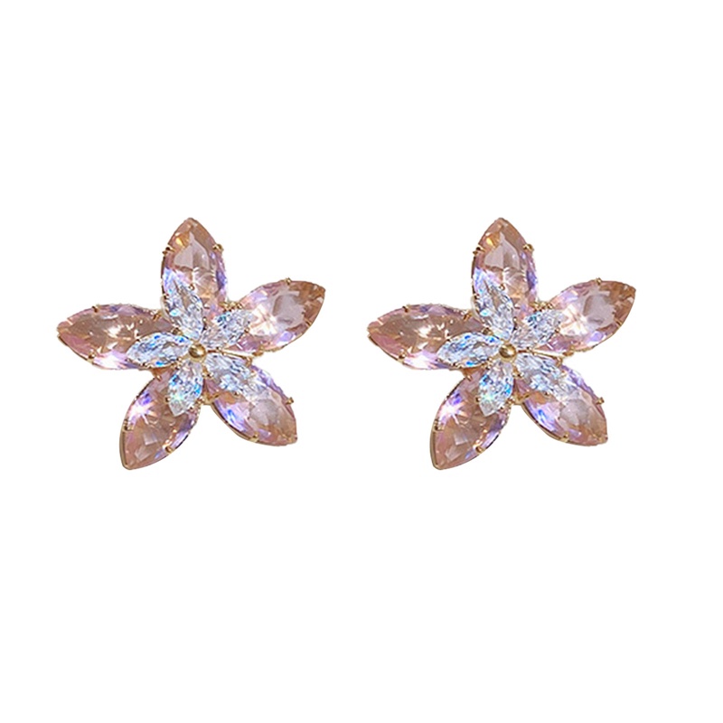 Khuyên Tai Hình Hoa Trái Tim Đính Đá Zircon Màu Hồng Mới Mùa Hè Cho Nữ