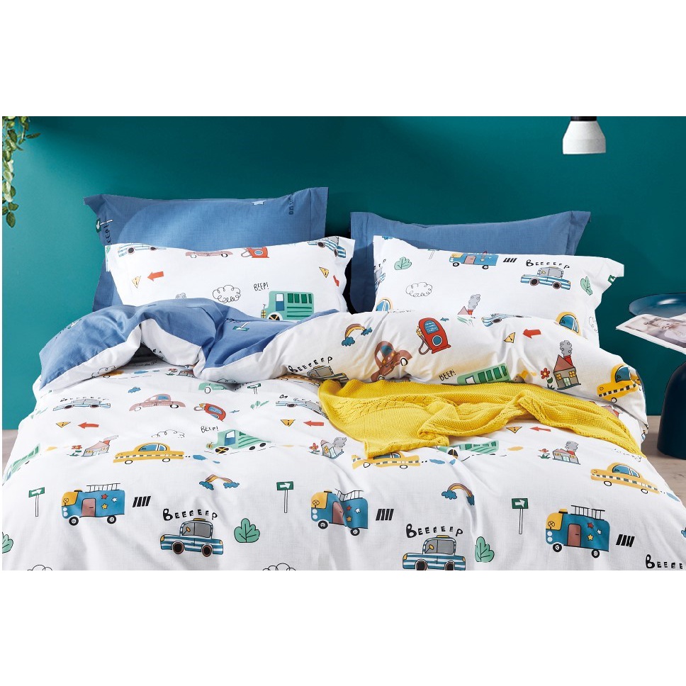 [COTTON 100%] Bộ 5 món NIN House Collins GA, áo gối kèm MỀN - N190066 nhiều kích thước 1m6, 1m8, 2m bo chun bọc nệm