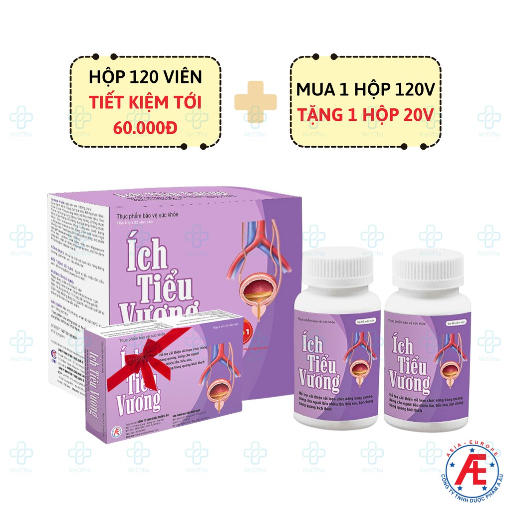 Ích Tiểu Vương - Hỗ trợ Giảm Tiểu Đêm, Tiểu Són, Tiểu nhiều lần, Rối loạn chức năng Bàng Quang (Hộp 120v) [Chính Hãng]