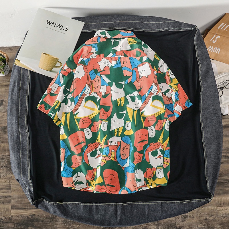 Áo Sơ Mi Tay Ngắn Dáng Rộng In Họa Tiết Thời Trang Mùa Hè Hàn Quốc Cho Nam Size M-3XL