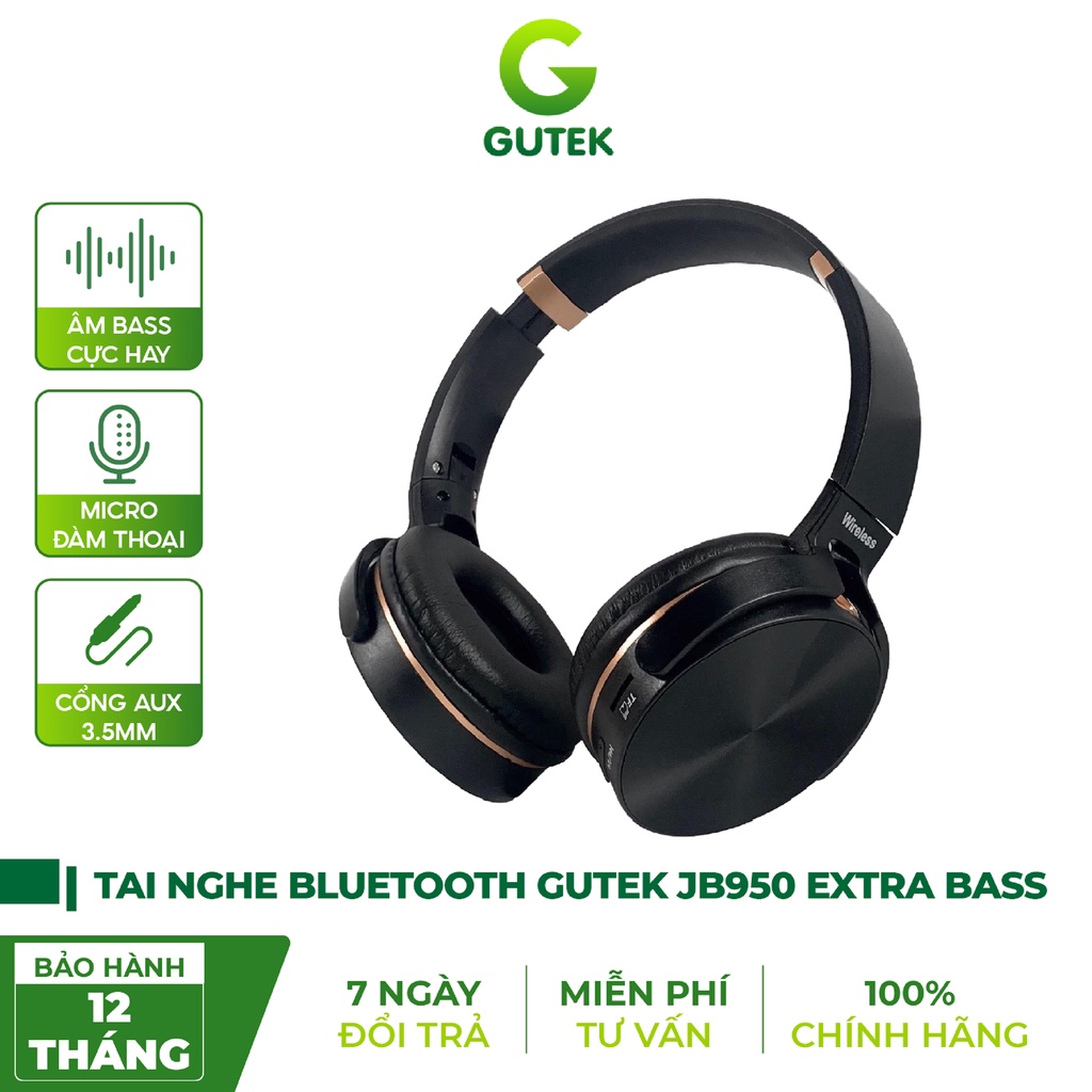 Tai nghe bluetooth không dây Gutek J950 chụp tai chống ồn có micro đàm thoại âm bass sống động