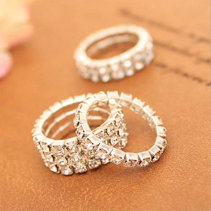 Korean Flash Diamond Finger Ring Fashion Silver Ring