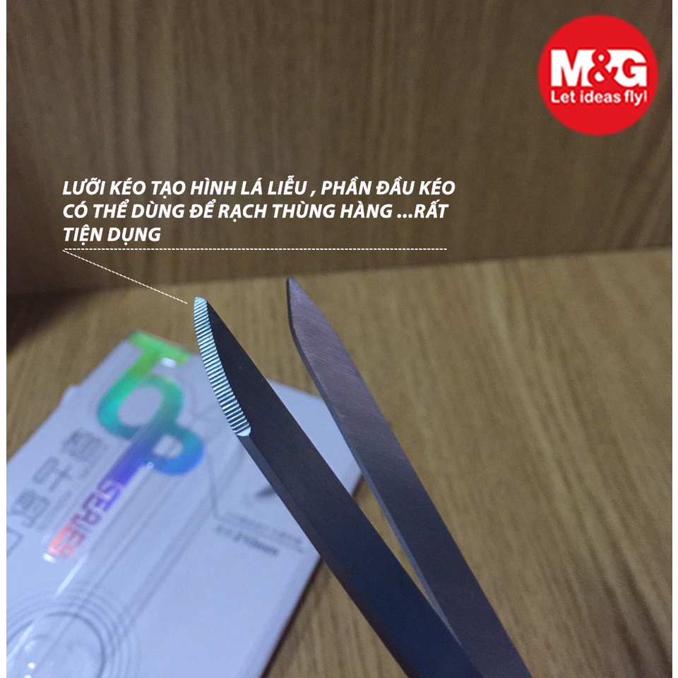 Kéo Văn Phòng 210mm M&G ASSN2270 Lưỡi Kéo Hình Lá Liễu Sắc Bén Và Có Cạnh Để Rạch Thùng