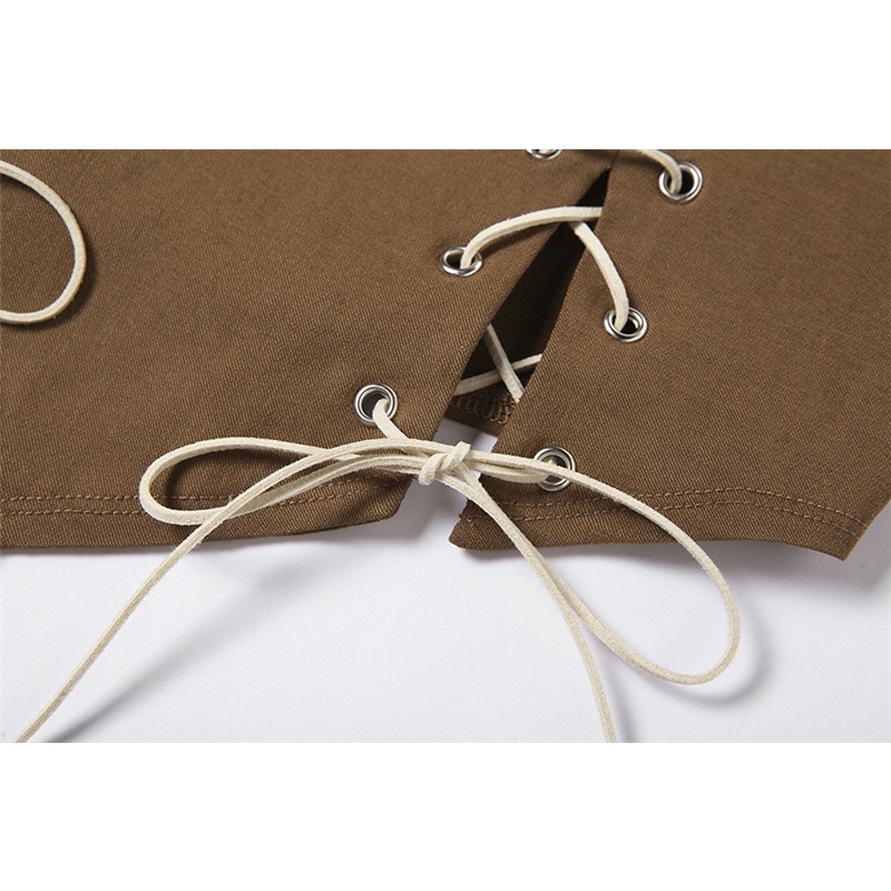 DUNEA Áo hai dây ôm dáng hở lưng màu tương phản thời trang dành cho nữ